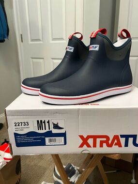 XTRATUF Men's Navy Ankle Deck Boots - Waterproof Slip-On